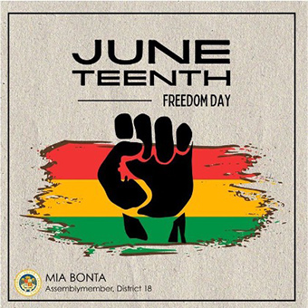 Juneteenth Freedom Day graphic with black fist