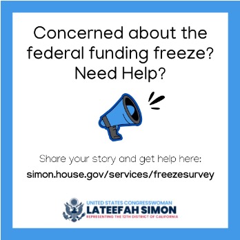 "Concerned about the federal funding freeze? Need Help?" Graphic