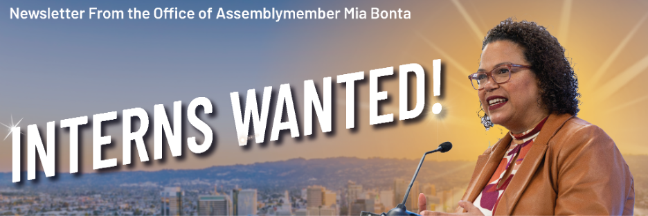 Asm. Bonta Internships Wanted Graphic