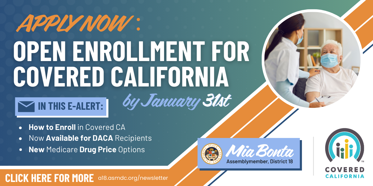 Bonta Newsletter Graphic for Covered California Enrollment