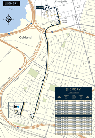 BART map of the Emery Shuttle