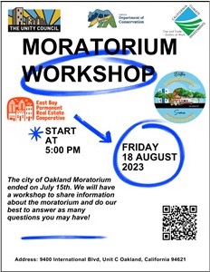 Moratorium Workshop Friday August 18 at 5 p.m.