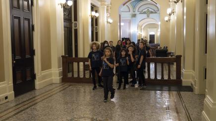 Bay Area Music Project students in the hallway