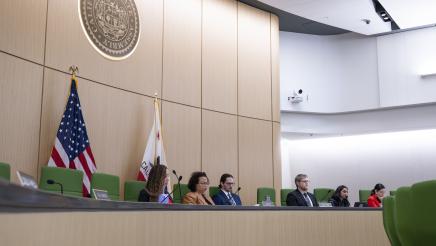 Photo of Asm. Bonta and members listening, Health Committee Prop 1 Hearing