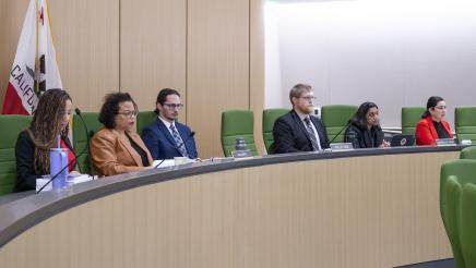 Photo of Asm. Bonta and members listening, Health Committee Prop 1 Hearing