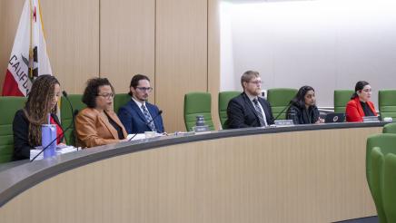 Photo of Asm. Bonta and members listening, Health Committee Prop 1 Hearing
