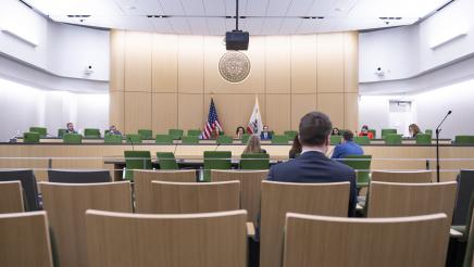 Photo of Asm. Bonta and members listening, Health Committee Prop 1 Hearing