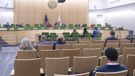 Photo of Asm. Bonta and members listening, Health Committee Prop 1 Hearing