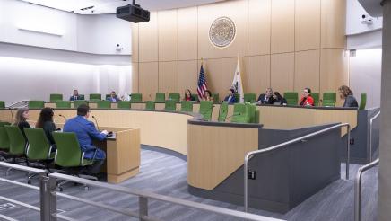 Photo of Asm. Bonta and members listening, Health Committee Prop 1 Hearing
