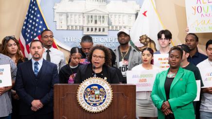 Bonta speaking Youth Justice Press Conference