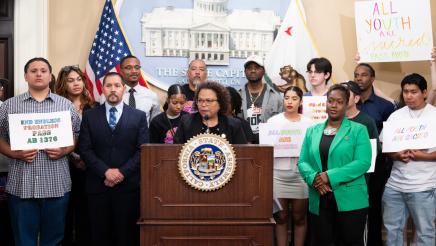 Bonta speaking Youth Justice Press Conference