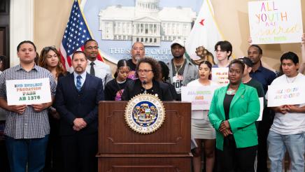 Bonta speaking Youth Justice Press Conference