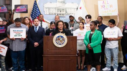 Bonta speaking Youth Justice Press Conference