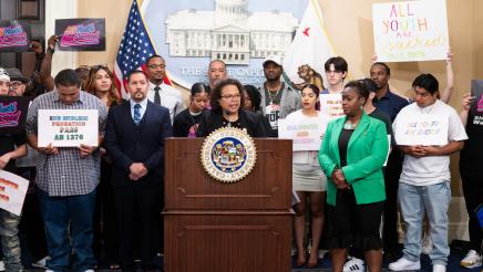 Bonta speaking Youth Justice Press Conference