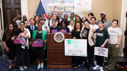 Group photo for Youth Justice Press Conference