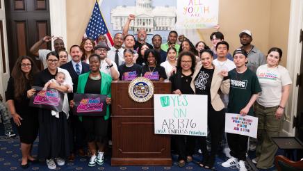 Group photo for Youth Justice Press Conference
