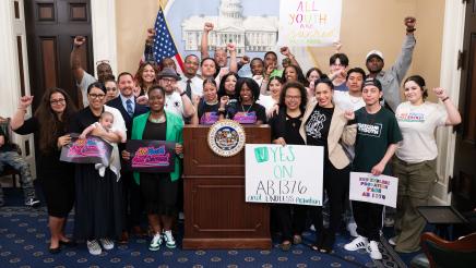 Group photo for Youth Justice Press Conference