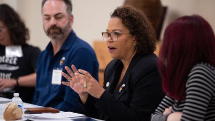 Photo of Asm. Bonta and guests LGBTQ Roundtable