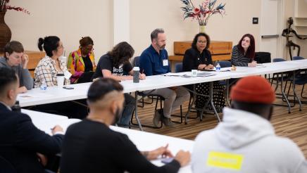 Photo of Asm. Bonta and guests LGBTQ Roundtable