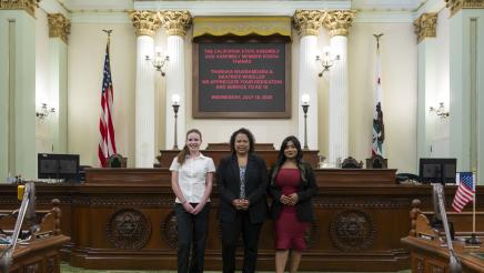 Asm. Bonta photo with interns Beatrice Wheeler and Tharuka Wijebamdara
