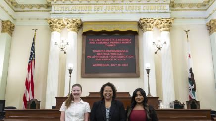Asm. Bonta photo with interns Beatrice Wheeler and Tharuka Wijebamdara